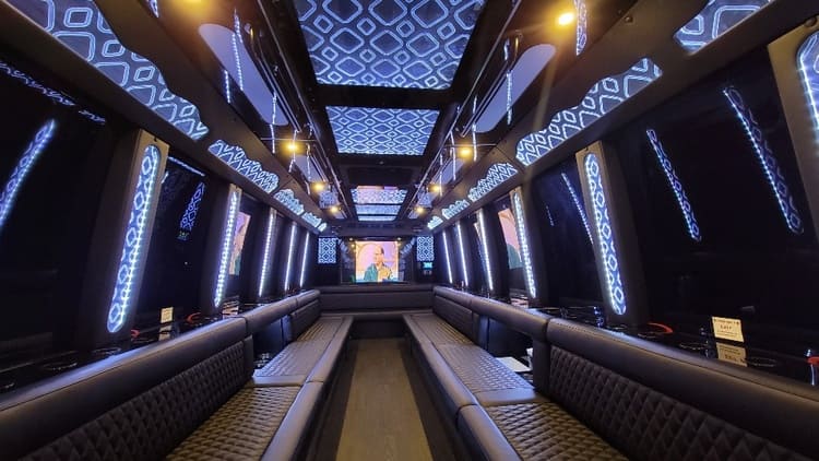 40 Passenger Party Bus interior